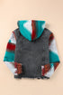 Aztec Print Frayed Hem Denim Jacket